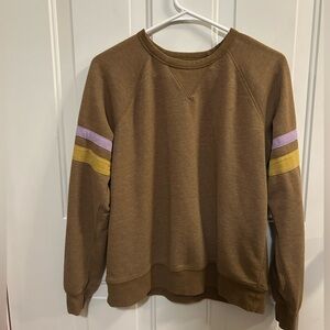 Women’s Brown Sweatshirt with Striped Sleeves